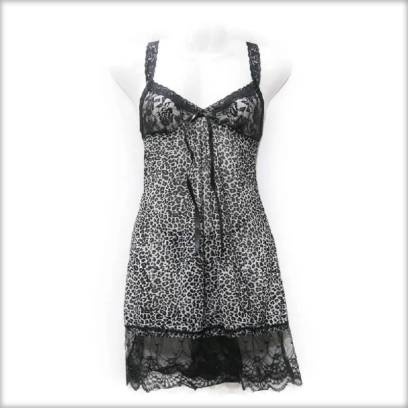 Cheeta Print Grey Short Nighty