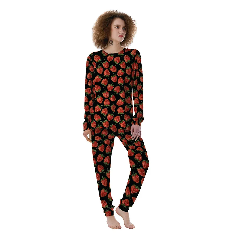 Ripe Strawberries Print Pattern Women's Pajamas