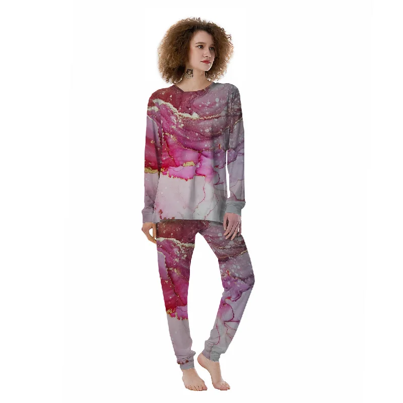 Rose Gold Marble Print Women's Pajamas