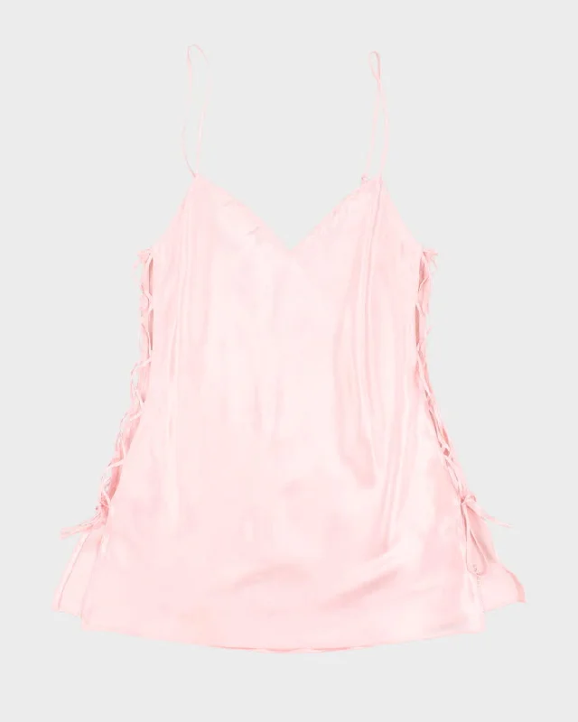 Woman's Pink Lace Up Camisole - M