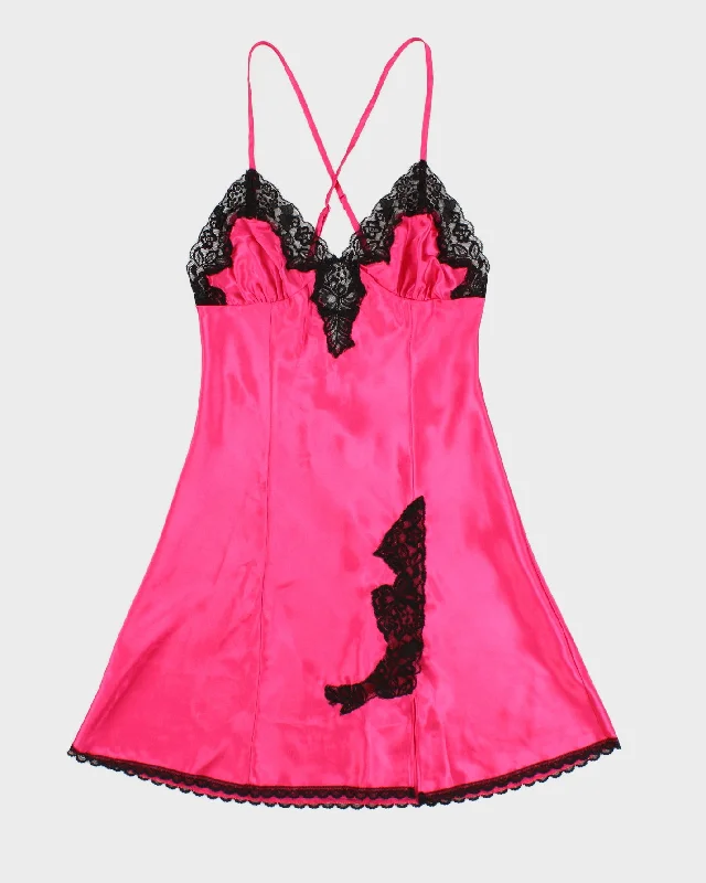 Y2K 00s La Vie En Rose Hot Pink Slip - S