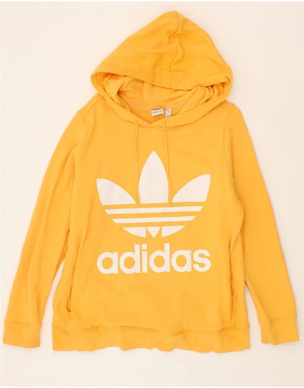 ADIDAS Womens Graphic Hoodie Jumper UK 20 2XL Yellow Cotton