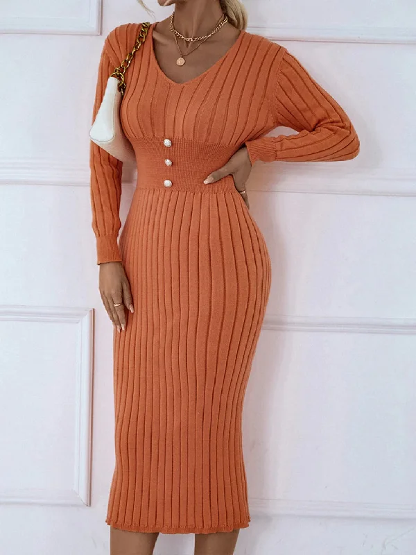 TastyHottie - CLASSY WOMEN LONG SLEEVE SWEATER DRESS