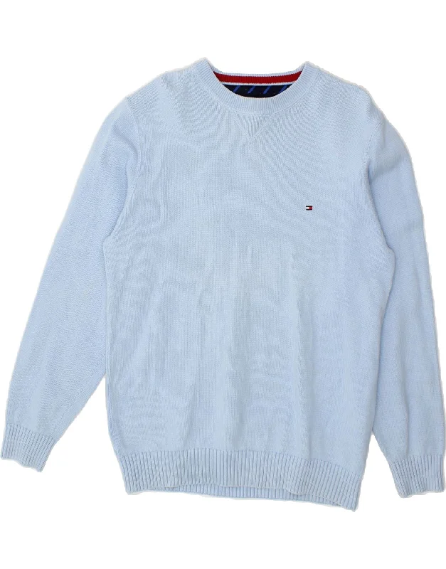 TOMMY HILFIGER Womens Boat Neck Jumper Sweater UK 16 Large Blue Cotton