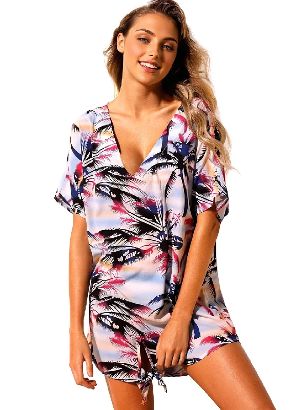 JuliaFashion-California Dreamin' Palm Print Mini Dress