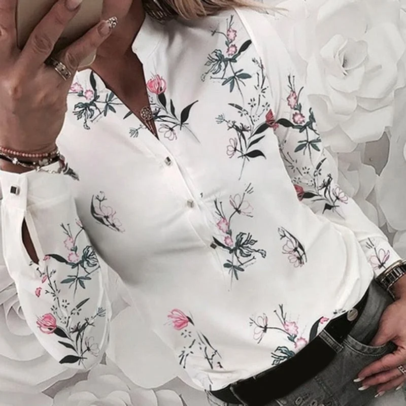 Women's Shirts Floral Blouse Long Sleeve Shirts Women Camisas Femininas Printing Button Women's Shirts For Spring Tops Blouse