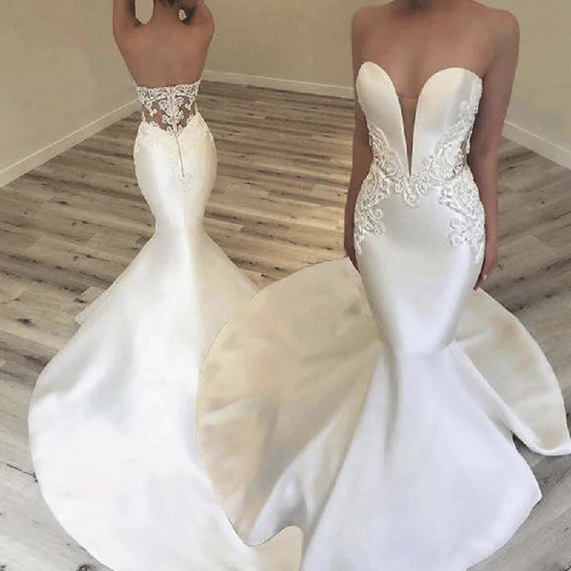 mermaid wedding dresses 2020 lace appliqué elegant beaded sexy bridal dresses robe de marine