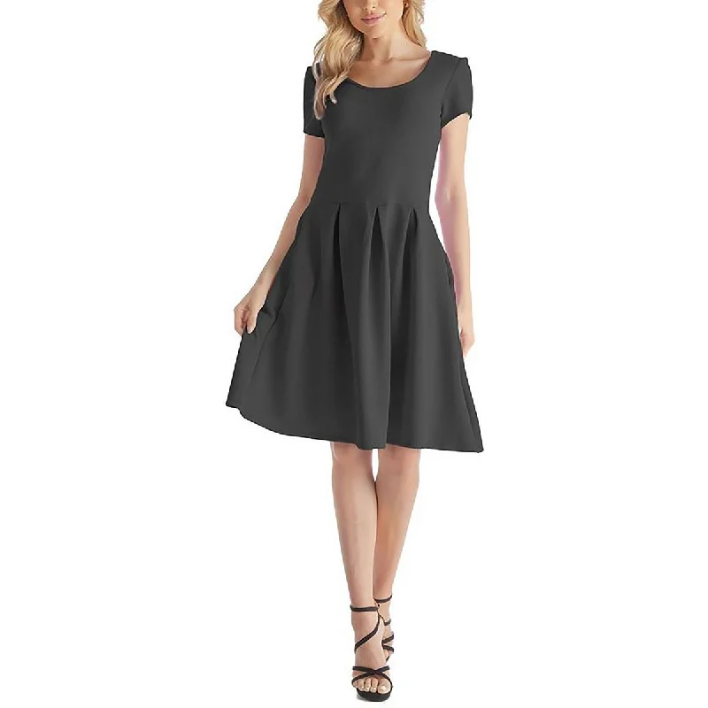 Plus Womens Texrtured Cap Sleeve Midi Dress