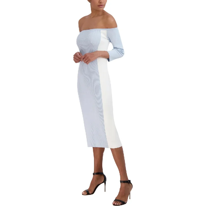 Womens Below Knee Stretch Midi Dress