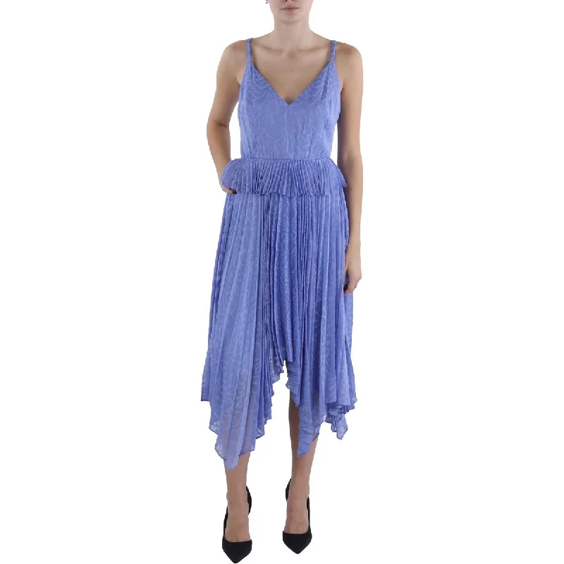 Womens Pleated Sleeveless Midi Dress