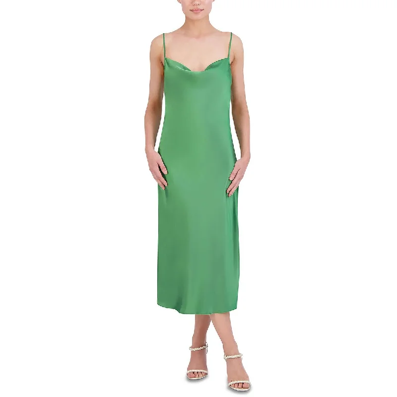 Womens Midi Cowl Neck Slip Dress