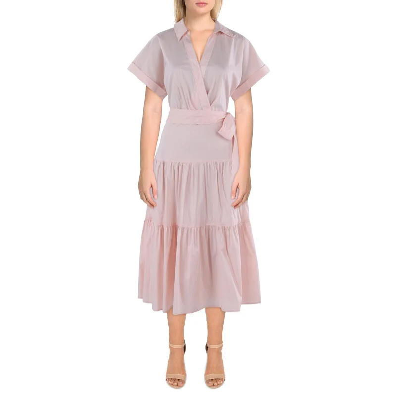 Womens Surplice Midi Shirtdress