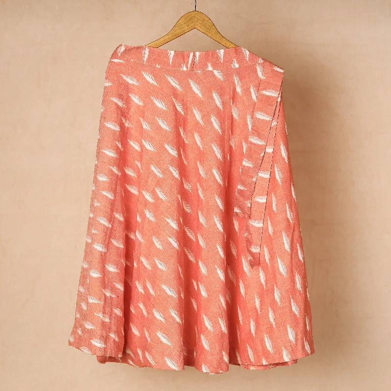 Peach - Pochampally Ikat Cotton Wrap Around Skirt