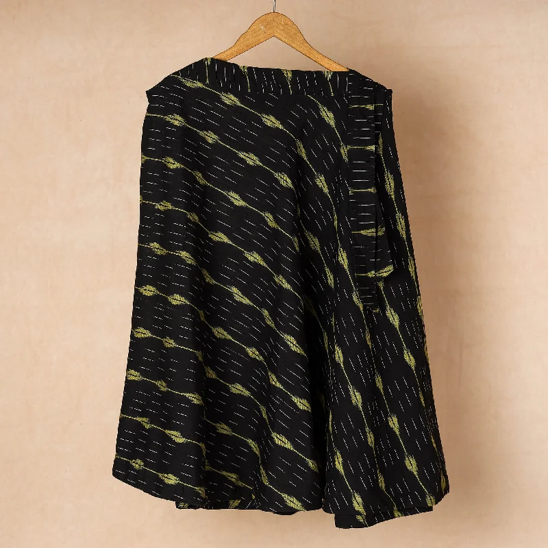 Black - Pochampally Ikat Cotton Wrap Around Skirt