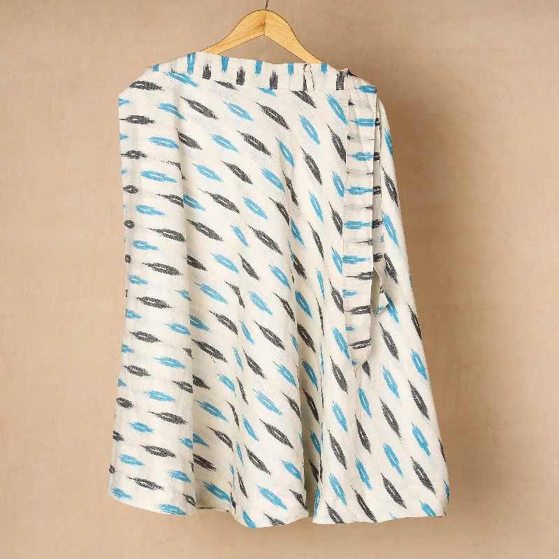 White - Pochampally Ikat Cotton Wrap Around Skirt