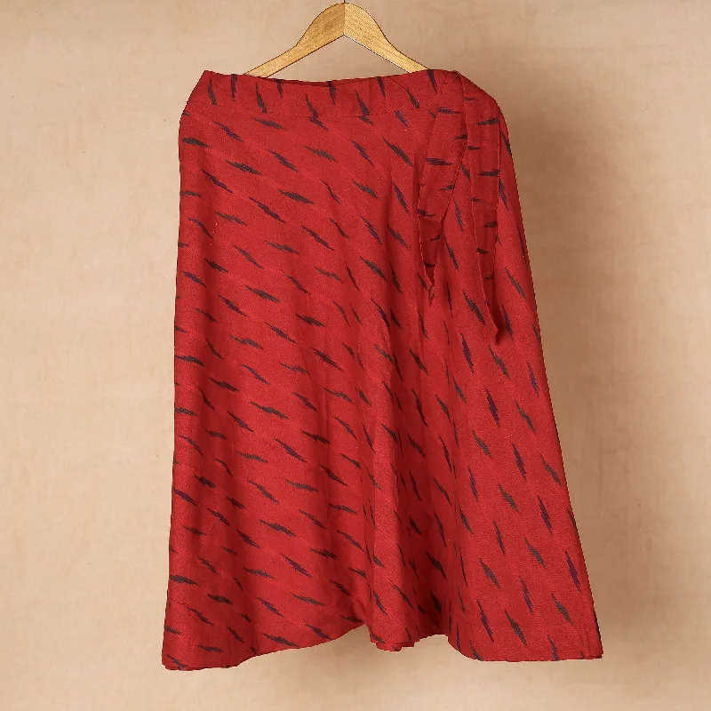 Red - Pochampally Ikat Cotton Wrap Around Skirt