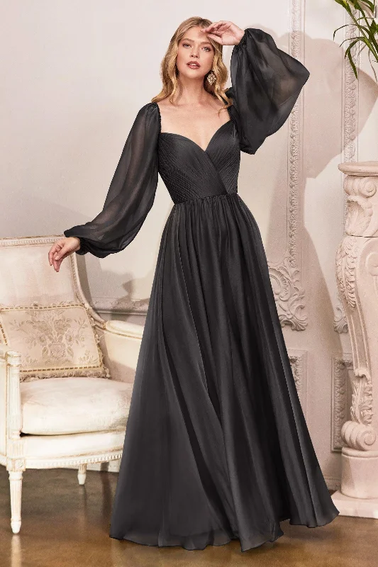 Cinderella Divine CD243 Off Shoulder Long Sleeve Formal Prom Dress