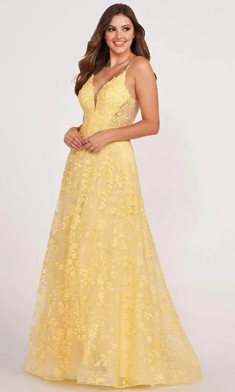 Ellie Wilde EW34048 - Embroidered V-Neck Prom Gown