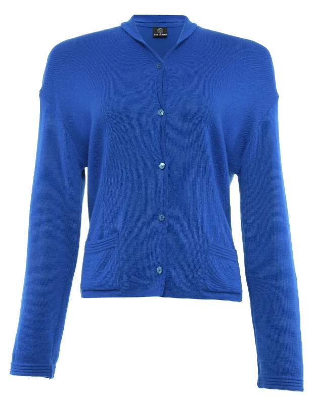 Button Front Blue Cardigan - L