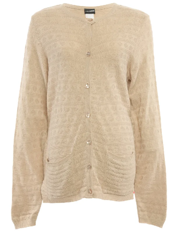 Button Through Brown Cardigan - L