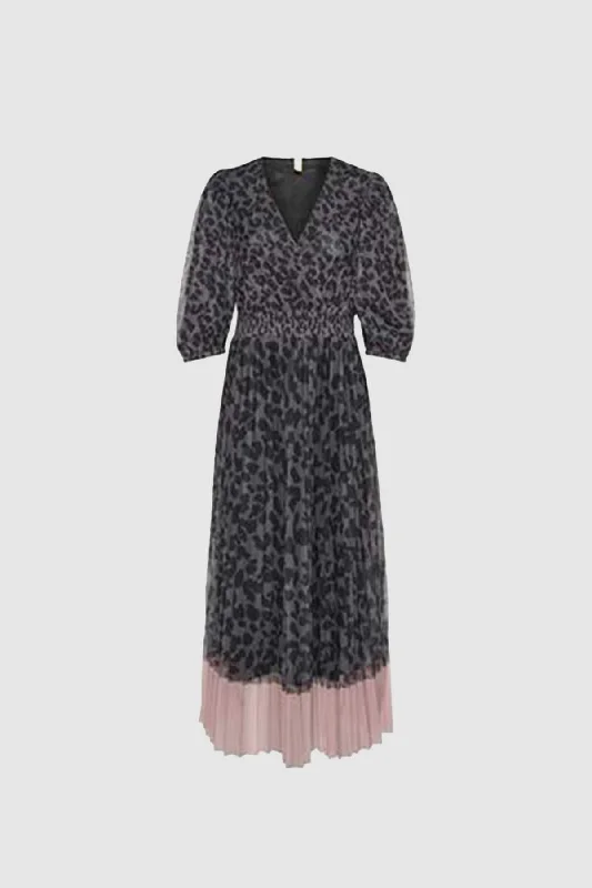 Chancy Dress in Grey Leopard