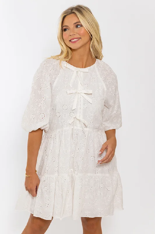 Eyelet Bow Tier Dress