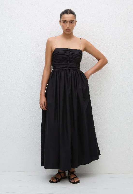 Gathered Bodice Dress - Black