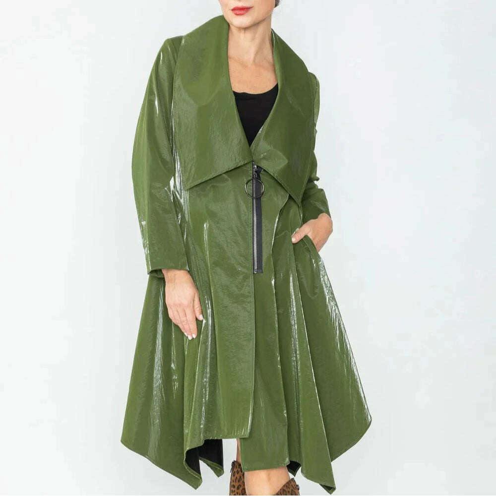 IC COLLECTION - Liquid Shiny Trench - Olive