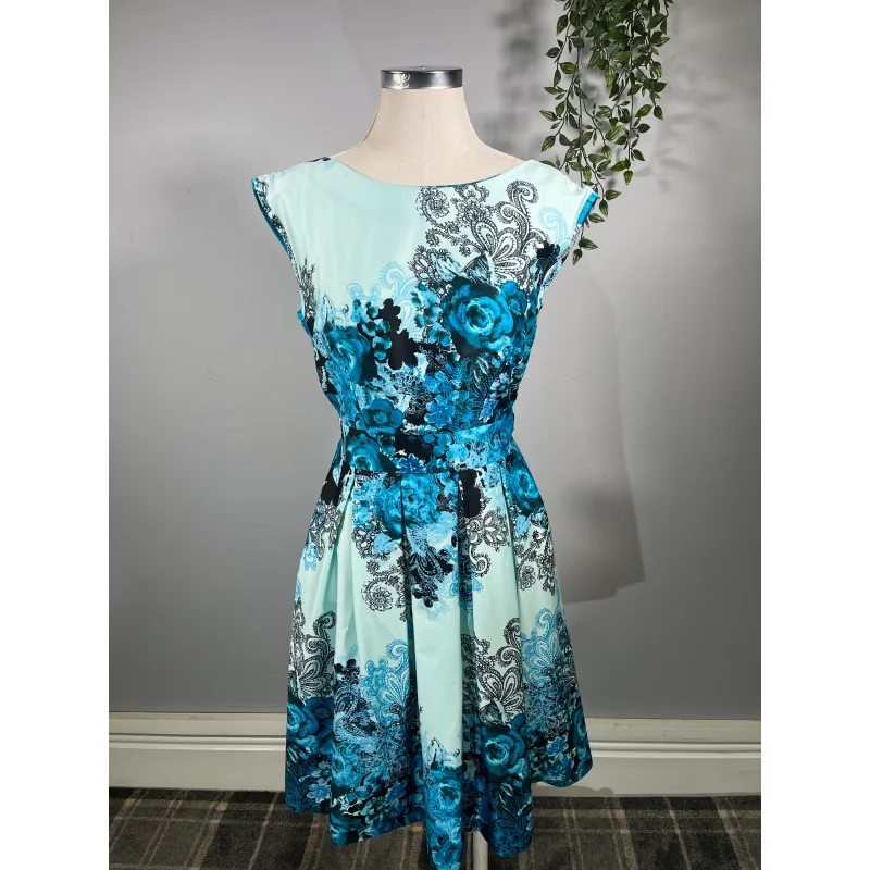 Leila Dress - Blue Damask Border (12)