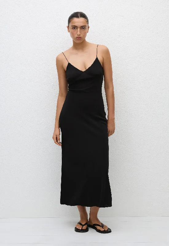 Low Back Slip Dress - Black