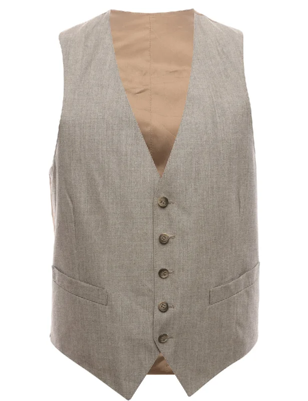 Single Breasted beige Waistcoat - M