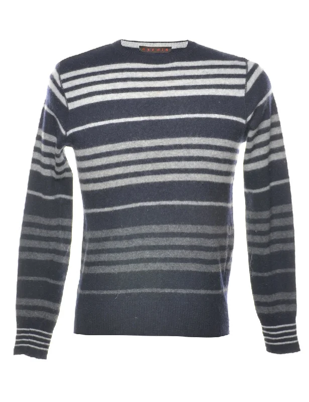 Striped Navy Jumper - M