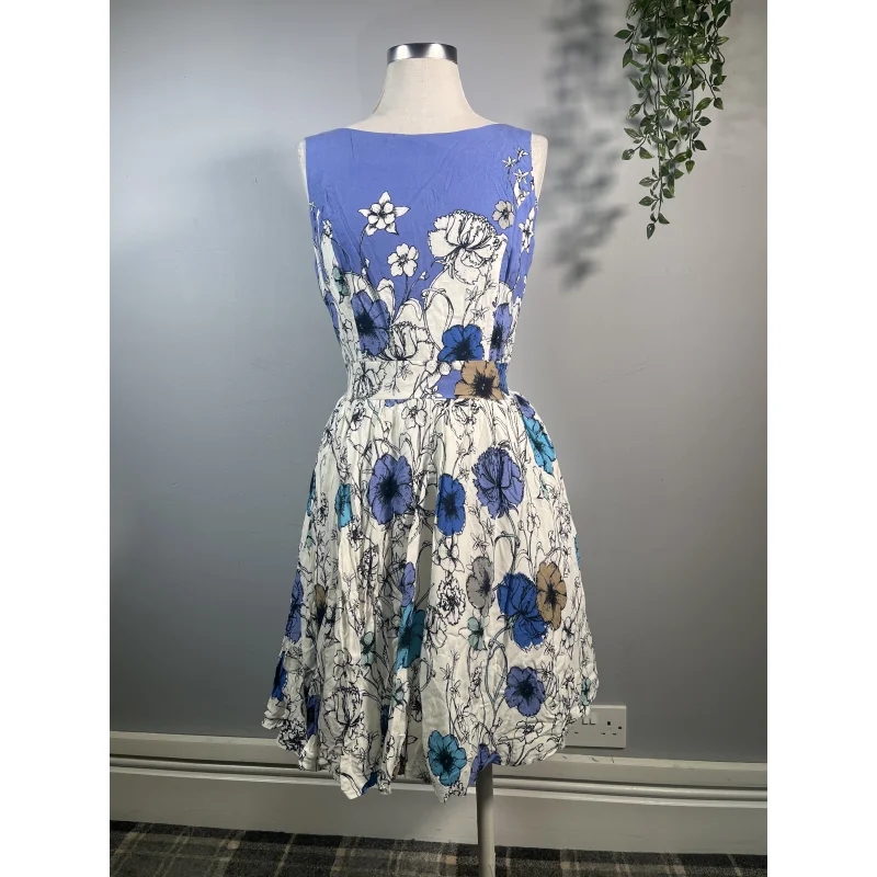 Tea Dress - Blue Flower Border (14)