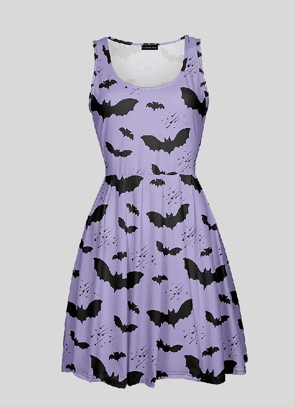 Bat Pattern Skater Pastel Goth Dress