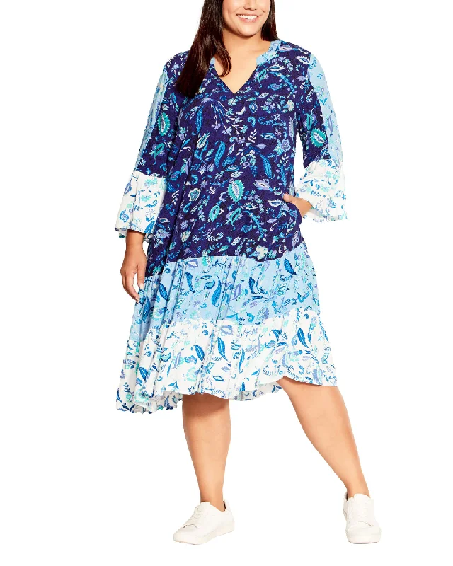 Molly Tiered Dress | Blues Floral Mix