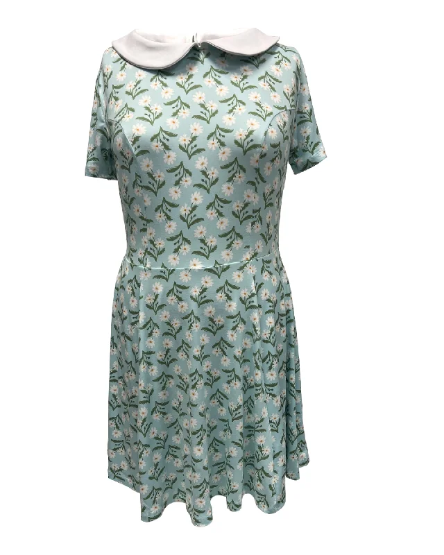 Unique Vintage Light Blue & Daisy Margot Fit & Flare Dress | Blue, Floral