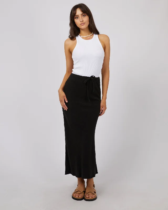 All About Eve Luxe Linen Maxi Skirt Black