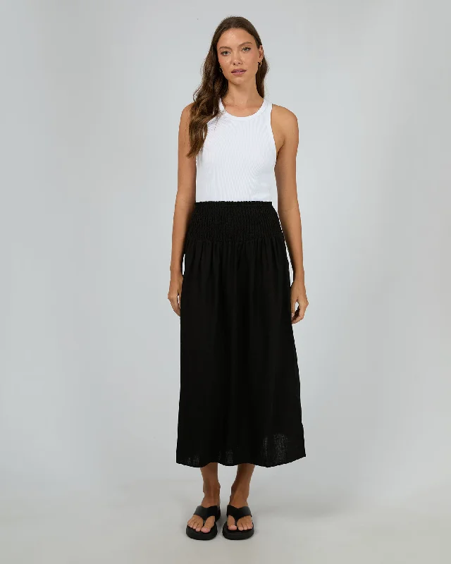 All About Eve Luxe Linen Shired Maxi Skirt Black