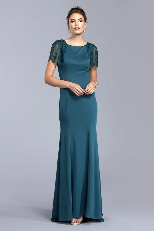 Aspeed Design -L2030 Fitted Lace Sheath Evening Dress