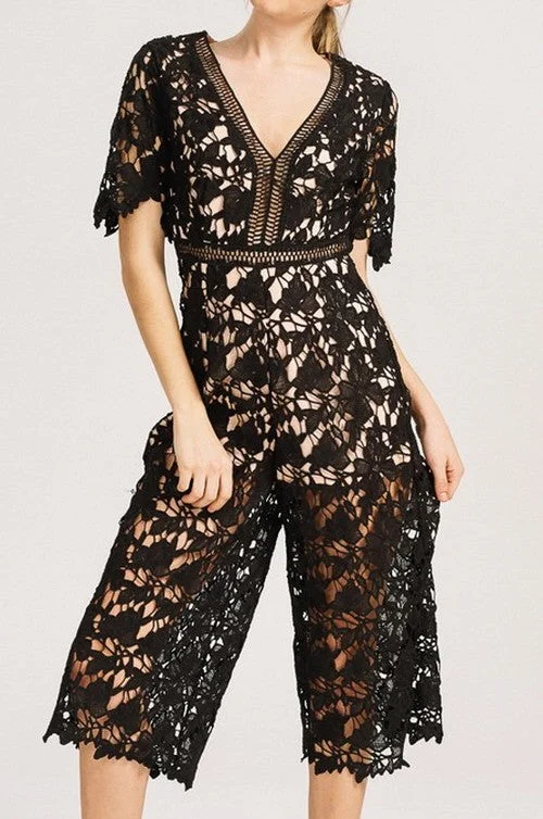 Crochet Lace Culotte Jumpsuit