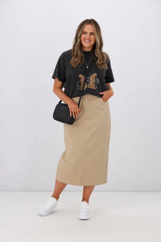 PQ Collection Audrey Maxi Skirt Camel