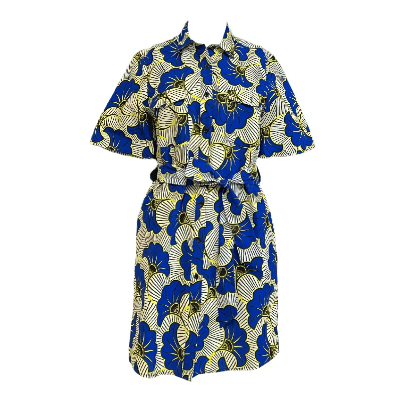 Eshe Shirt Dress - White/Blue Rolls Royce Print