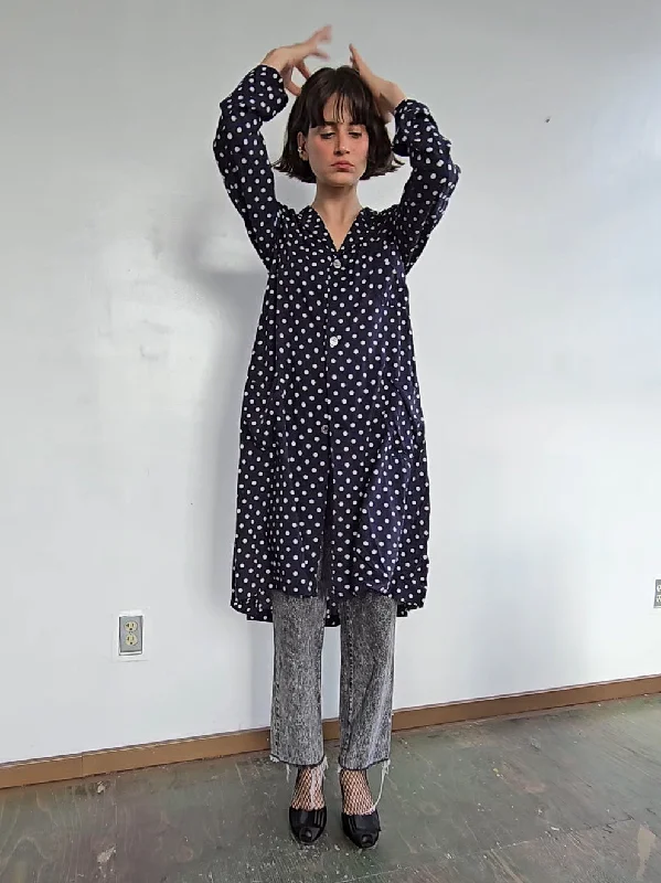 Comme des Garcons Navy Dot Shirtdress (M)