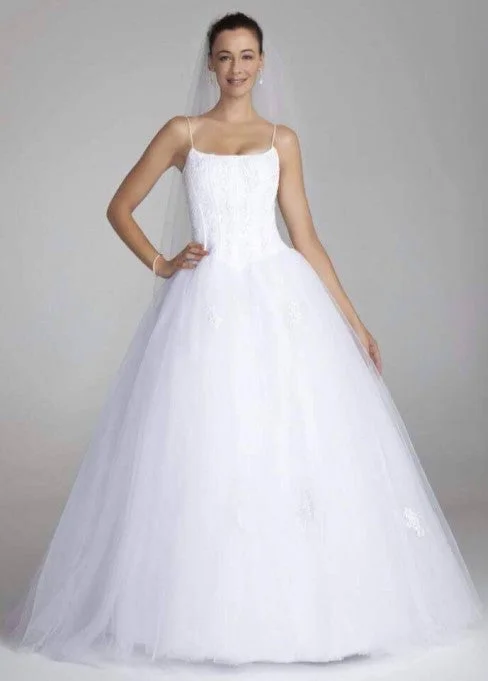 David's Bridal Spag Strap Tulle Ballgown