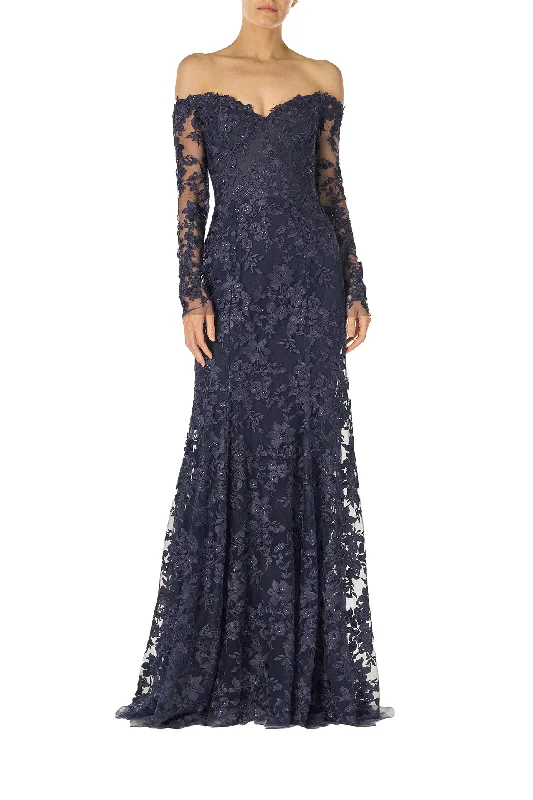 Embroidered Tulle Gown