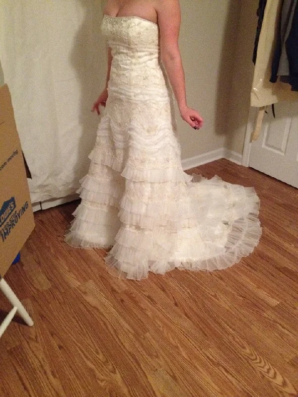 Oleg Cassini Strapless Lace and Tulle Slim Gown - Style # CWG35