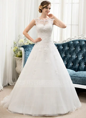 Other Ball-Gown Scoop Neck Sweep Train Organza Tulle Lac